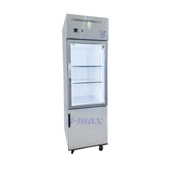 Dual 2 Door Upright Chiller Freezer (Glass + Solid Door)